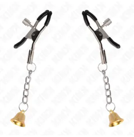 KINK - PINZAS PARA PEZONES CON COLGANTE DE CAMPANA DORADO 6 CM