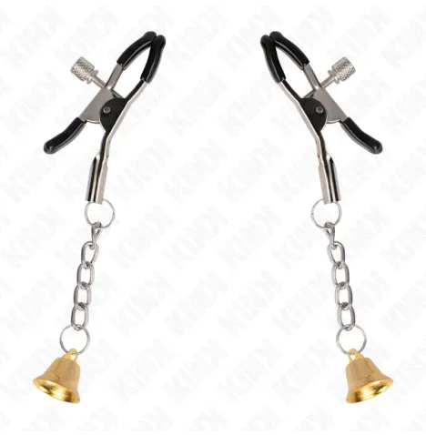 KINK - PINZAS PARA PEZONES CON COLGANTE DE CAMPANA DORADO 6 CM
