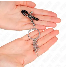KINK - PINZAS PARA PEZONES CON ARO Y PEQUEÑAS CADENAS PLATEADO 6 CM