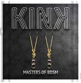 KINK - PINZAS PARA PEZONES DORADA FINA CON TRIPLE BOLA DE VIDRIO NEGRO 7 CM