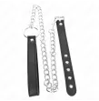 KINK - ANNEAU PÉNIS EN CUIR 21,5 X 2 CM AVEC CHAÎNE EN MÉTAL DE 60 CM ET SANGLE EN CUIR