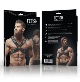 FETISH SUBMISSIVE ATTITUDE - HERREN-HALSBAND AUS ÖKOLEDER MIT GEKREUZTER BRUST UND NIETEN