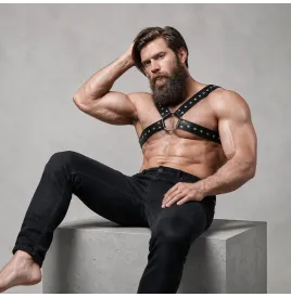 FETISH SUBMISSIVE ATTITUDE - BRUSTHARNESS AUS ÖKOLEDER MIT NIETEN FÜR HERREN