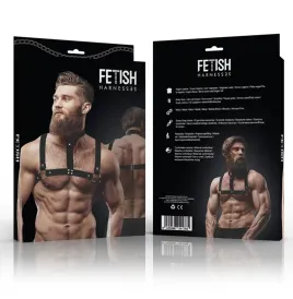 FETISH SUBMISSIVE ATTITUDINE - IMBRACATURA REGOLABILE IN ECOPELLE CON COLLANA PER UOMO