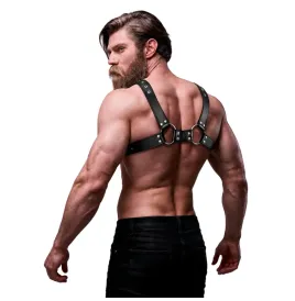 FETISH SUBMISSIVE ATTITUDE - MENS ADJUSTABLE ECO-LEATHER CHEST BULLDOG HARNESS
