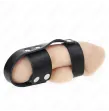 KINK - ANNEAU DE CAGE À PÉNIS EN CUIR AVEC SÉPARATEUR DE BALLES RÉGLABLE