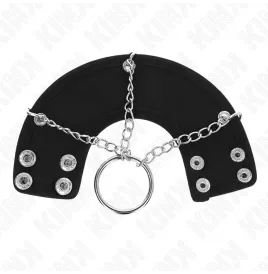 KINK - PENIS RING 4 CM CHAIN 7 CM METAL WITH LEATHER BELT