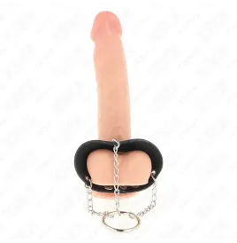 KINK - PENIS RING 4 CM CHAIN 7 CM METAL WITH LEATHER BELT