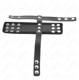 KINK - ANNEAU DE CAGE À PÉNIS EN CUIR AVEC SANGLE RÉGLABLE DE SÉPARATION DES BALLES REVÊTUEUSE