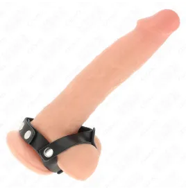 KINK - ADJUSTABLE LEATHER PENIS RING AND BALL DIVIDER STRAP