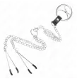 KINK - ANNEAU PÉNIS EN MÉTAL TRIPLE CHROME 3 CM À 4,5 CM AVEC CHAÎNE EN MÉTAL DE 26 CM ET PINCES À TÉTONS