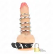 KINK - ANNEAU PÉNIS EN CUIR AVEC SANGLE DE VERROUILLAGE 21 X 2 CM ET 5 ANNEAUX MÉTALLIQUES DE 3 CM À 4 CM