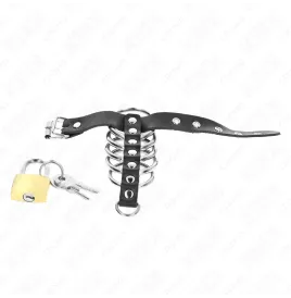 KINK - ANILLO PENE CUERO CORREA CON CERRADURA 21 X 2 CM Y 5 ANILLOS METAL DE 3 CM A 4 CM