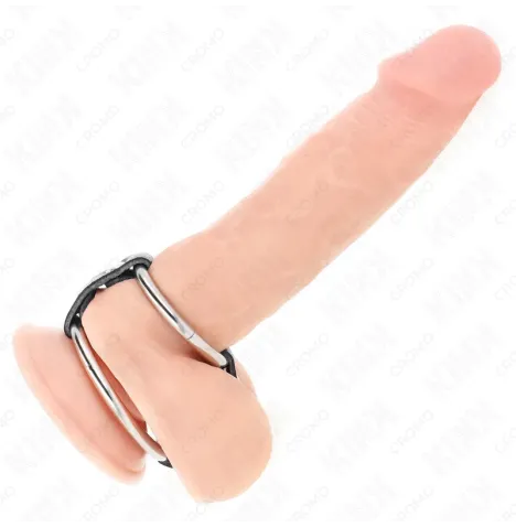 KINK - DOPPELTER PENISRING 3,8 CM BIS 5 CM DURCH LEDER VERBUNDEN