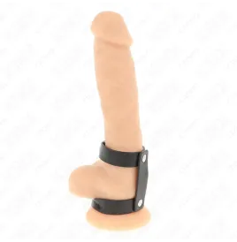 KINK - ADJUSTABLE DOUBLE LEATHER PENIS RING