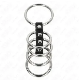 KINK - 5 PENISRINGE 3,7 CM BIS 5 CM METALL DURCH LEDER VERBUNDEN