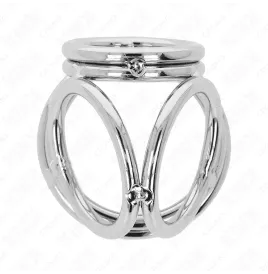 KINK - ANELLO PER PENE IN METALLO CROMATO TRIPLO DA 3,8 CM A 5 CM MODELLO 1