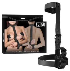 FETISH SUBMISSIVE BONDAGE - SET DI CONTENIMENTO DEL CORPO CON COLLETTO E POLSINI