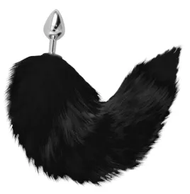 DARKNESS - PLUG ANAL ARGENT 8 CM AVEC QUEUE NOIRE