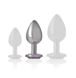 INTENSE - PLUG ANALE IN METALLO ALLUMINIO CON CRISTALLO VIOLA TAGLIA M