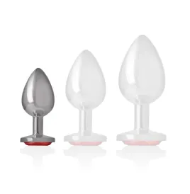INTENSE - ANALSTECKER AUS ALUMINIUMMETALL MIT ROTEM KRISTALL, GRÖSSE S