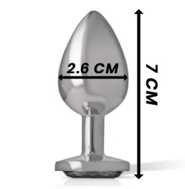 INTENSE - PLUG ANAL EN MÉTAL ALUMINIUM AVEC CRISTAL NOIR TAILLE S