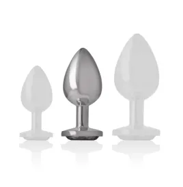 INTENSE - ANALPLUG AUS ALUMINIUMMETALL MIT SCHWARZEM GLAS, GRÖSSE M