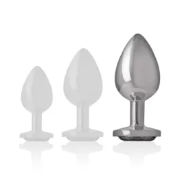 INTENSE - PLUG ANAL EN MÉTAL ALUMINIUM AVEC VERRE NOIR TAILLE L