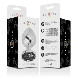 INTENSE - PLUG ANALE IN METALLO ALLUMINIO CON VETRO NERO TAGLIA L
