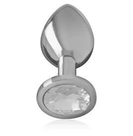 INTENSE - PLUG ANALE IN METALLO ALLUMINIO CON CRISTALLO ARGENTO TAGLIA M