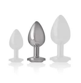 INTENSE - PLUG ANALE IN METALLO ALLUMINIO CON CRISTALLO ARGENTO TAGLIA M