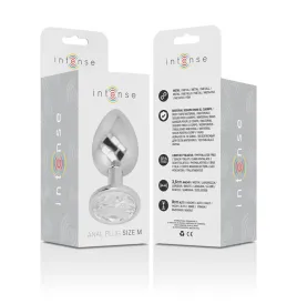 INTENSE - ALUMINUM METAL ANAL PLUG WITH SILVER CRYSTAL SIZE M