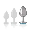 INTENSE - PLUG ANALE IN METALLO ALLUMINIO CON CRISTALLO BLU TAGLIA L