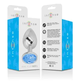INTENSE - PLUG ANAL EN MÉTAL ALUMINIUM AVEC CRISTAL BLEU TAILLE L