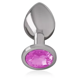 INTENSE - ALUMINUM METAL ANAL PLUG WITH PINK CRYSTAL SIZE S