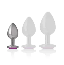 INTENSE - PLUG ANALE IN METALLO ALLUMINIO CON CRISTALLO ROSA TAGLIA S