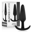 BLACKandSILVER - HANSEL SILICONE ANAL PLUG WITH SMALL HANDLE BLACKandSILVER - HANSEL SILICONE ANAL PLUG WITH SMALL HANDLE