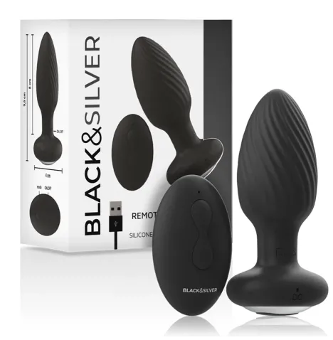 BLACKandSILVER - WELLS PLUG SILICONE ANAL ROTATOR REMOTE CONTROL