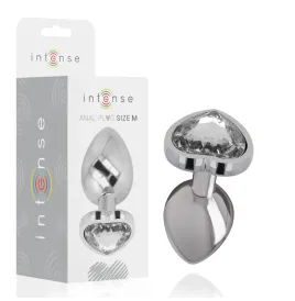 INTENSE - ALUMINUM METAL ANAL PLUG WHITE HEART SIZE M