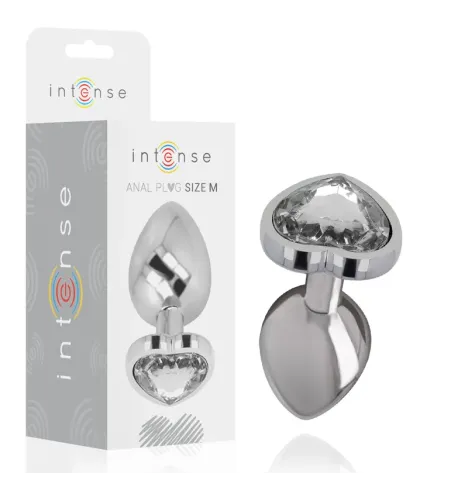 INTENSE - ALUMINUM METAL ANAL PLUG WHITE HEART SIZE M