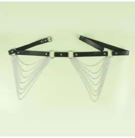 SUBBLIME - CINTURA CON CATENA IN PELLE NERA TAGLIA UNICA