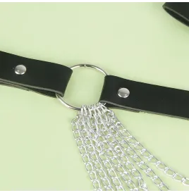 SUBBLIME - CINTURA CON CATENA IN PELLE NERA TAGLIA UNICA