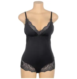 SUBBLIME - BLACK FLORAL LACE DETAIL TEDDY S-M