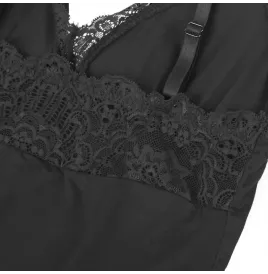 SUBBLIME - SCHWARZER TEDDY MIT BLUMENSPITZENDETAIL S-M