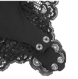 SUBBLIME - TEDDY DÉTAIL DENTELLE FLORALE NOIR S-M