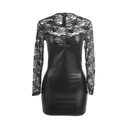 SUBBLIME - 955595 LANGARMKLEID MIT SCHWARZER SPITZE S-M