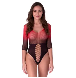 PASSION - BS118 BODYSTOCKING IN RETE NERA E ROSSA