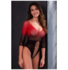 PASSION - BS118 BODYSTOCKING IN RETE NERA E ROSSA
