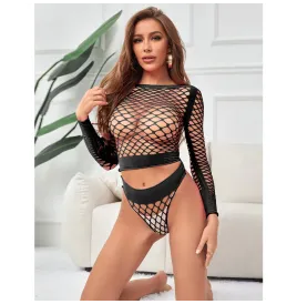 SUBBLIME - 952228 ENSEMBLE 2 PIÈCES MANCHES LONGUES EN RÉSEILLE NOIR TAILLE UNIQUE
