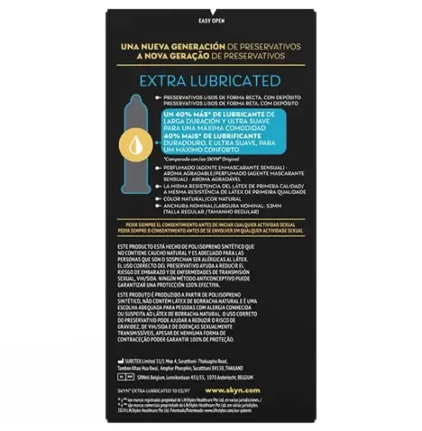 SKYN - PRÉSERVATIF EXTRA LUBRIFIÉ 10 UNITÉS
